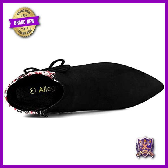 Tweed Plaid Ankle Boots with Bow Decor and Block Heels - Picture 5 of 7